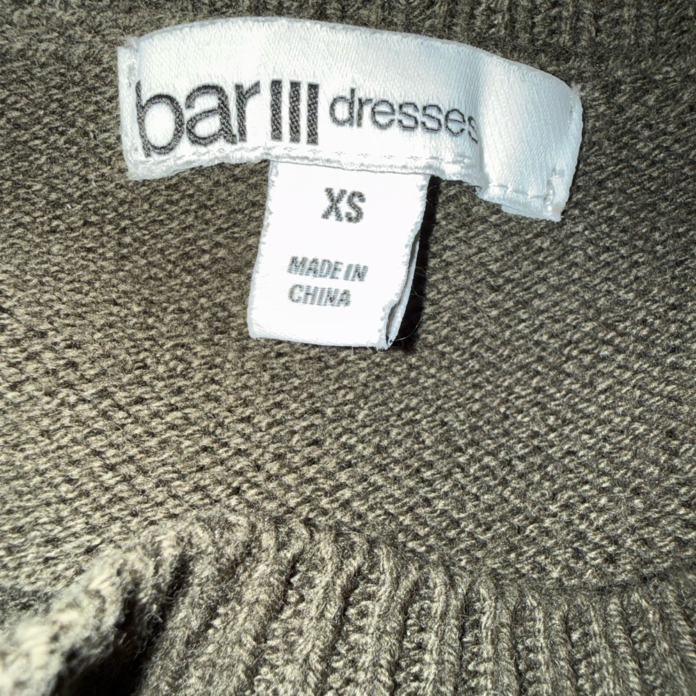 Bar III Olive Cable Knit Long Sleeve Dress - Picture 2 of 3